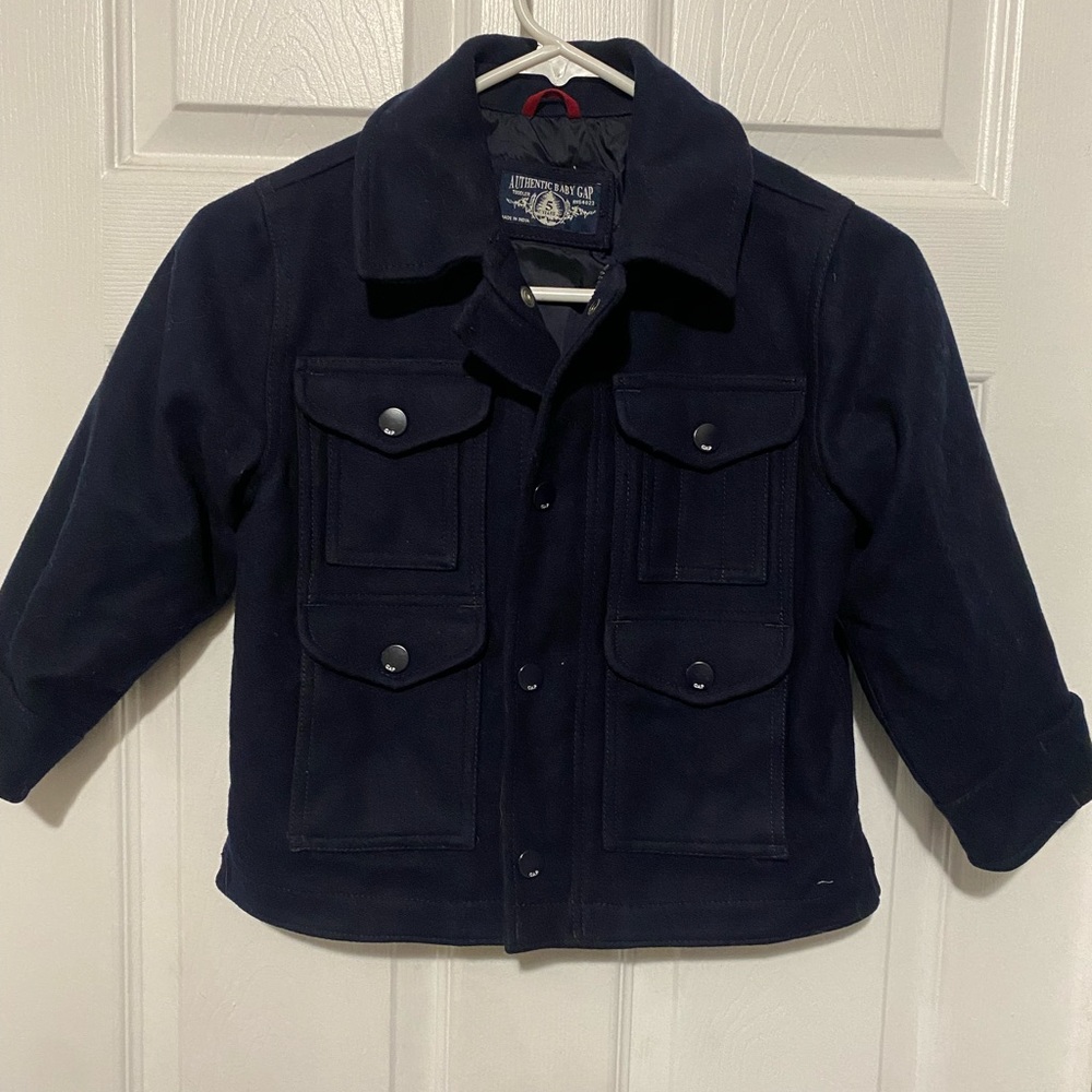 Authentic Baby Gap kids Sz 5 navy blue wool pea coat jacket